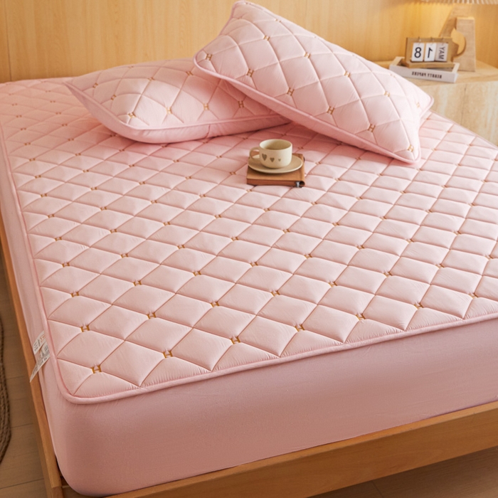 91家纺网 家纺一手货源 找家纺 芬晴家纺 2025新款A类母婴全棉H水洗棉床笠 H-嫩粉