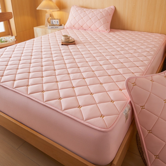 91家纺网 家纺一手货源 找家纺 芬晴家纺 2025新款A类母婴全棉H水洗棉床笠 H-嫩粉