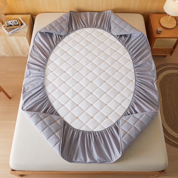 91家纺网 家纺一手货源 找家纺 芬晴家纺 2025新款A类母婴全棉H水洗棉床笠 H-浅灰