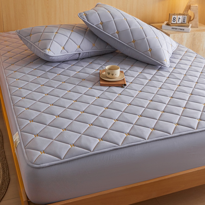 91家纺网 家纺一手货源 找家纺 芬晴家纺 2025新款A类母婴全棉H水洗棉床笠 H-浅灰