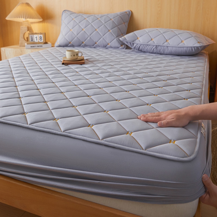 91家纺网 家纺一手货源 找家纺 芬晴家纺 2025新款A类母婴全棉H水洗棉床笠 H-浅灰