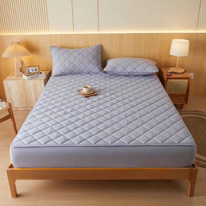 91家纺网 家纺一手货源 找家纺 芬晴家纺 2025新款A类母婴全棉H水洗棉床笠 H-浅灰