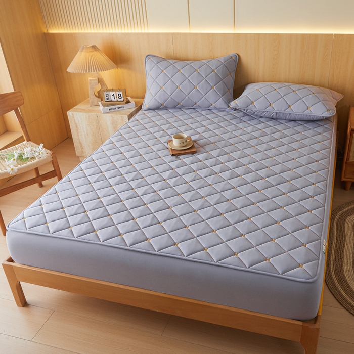 91家纺网 家纺一手货源 找家纺 芬晴家纺 2025新款A类母婴全棉H水洗棉床笠 H-浅灰