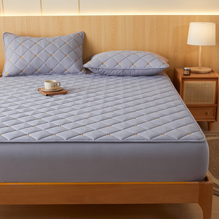 91家纺网 家纺一手货源 找家纺 芬晴家纺 2025新款A类母婴全棉H水洗棉床笠 H-浅灰