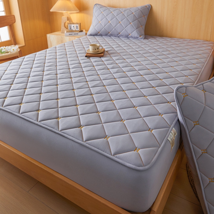 91家纺网 家纺一手货源 找家纺 芬晴家纺 2025新款A类母婴全棉H水洗棉床笠 H-浅灰