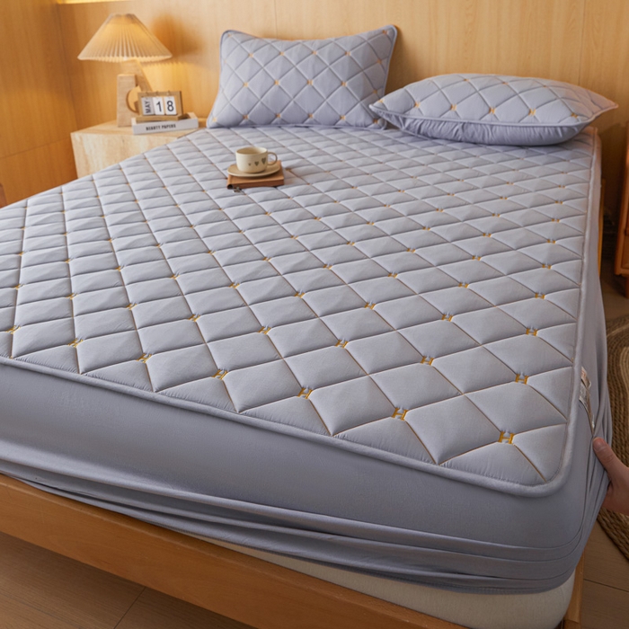 91家纺网 家纺一手货源 找家纺 芬晴家纺 2025新款A类母婴全棉H水洗棉床笠 H-浅灰