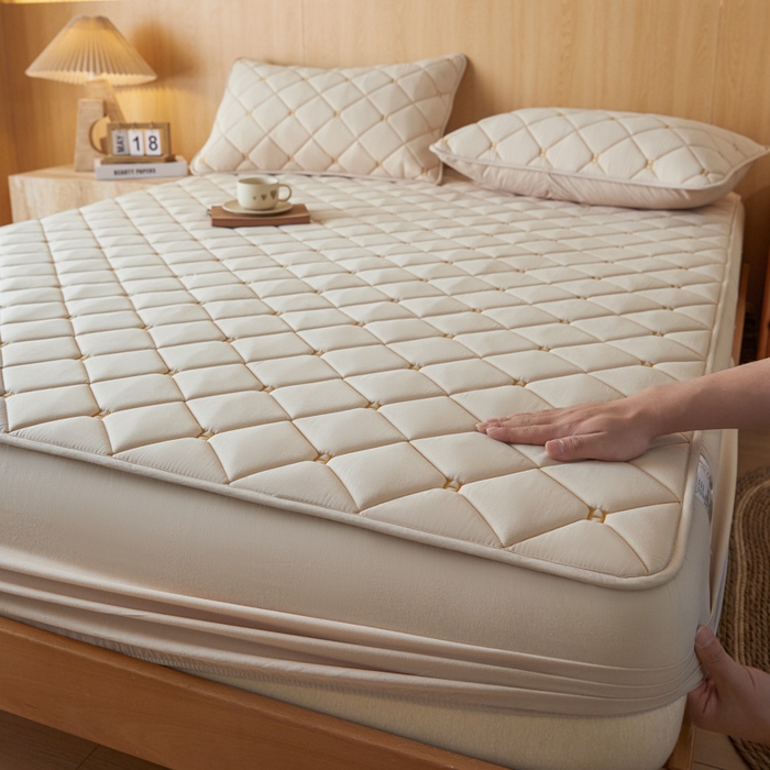 91家纺网 家纺一手货源 找家纺 芬晴家纺 2025新款A类母婴全棉H水洗棉床笠 H-浅卡