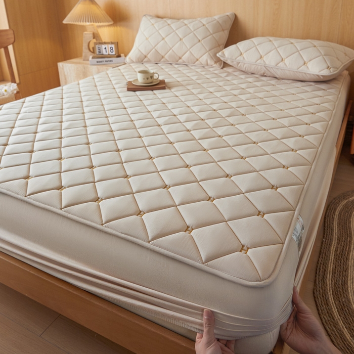 91家纺网 家纺一手货源 找家纺 芬晴家纺 2025新款A类母婴全棉H水洗棉床笠 H-浅卡