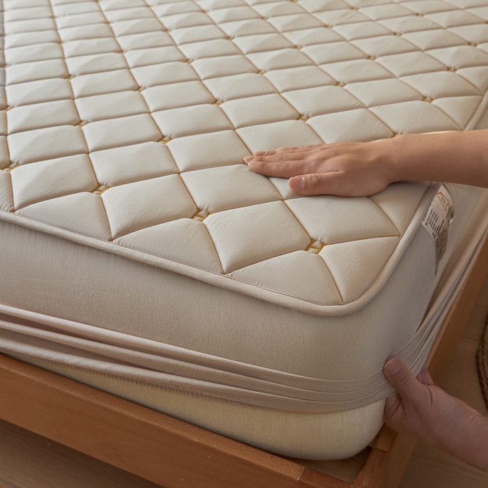 91家纺网 家纺一手货源 找家纺 芬晴家纺 2025新款A类母婴全棉H水洗棉床笠 H-浅卡