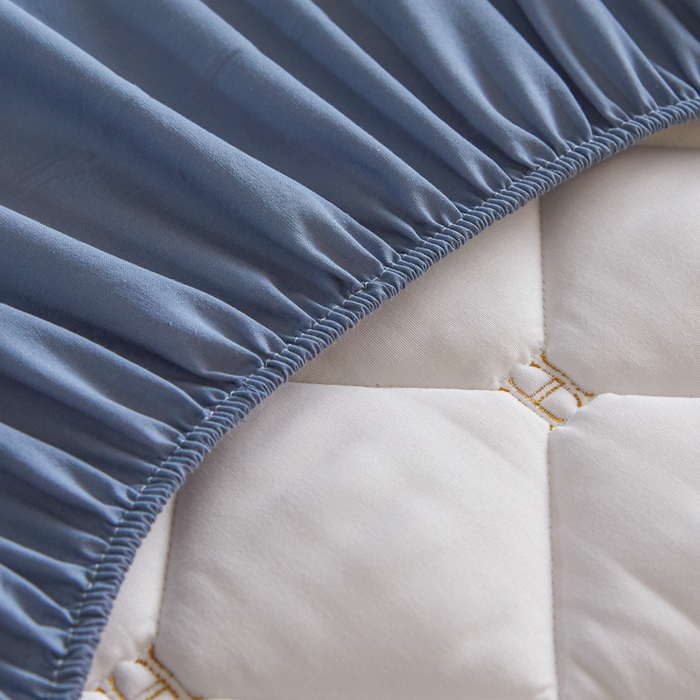 91家纺网 家纺一手货源 找家纺 芬晴家纺 2025新款A类母婴全棉H水洗棉床笠 H-雾蓝