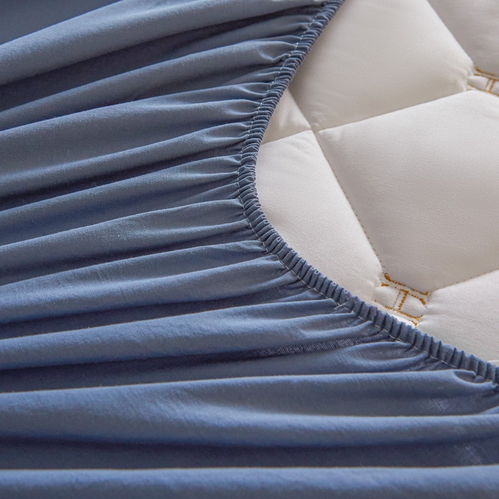 91家纺网 家纺一手货源 找家纺 芬晴家纺 2025新款A类母婴全棉H水洗棉床笠 H-雾蓝