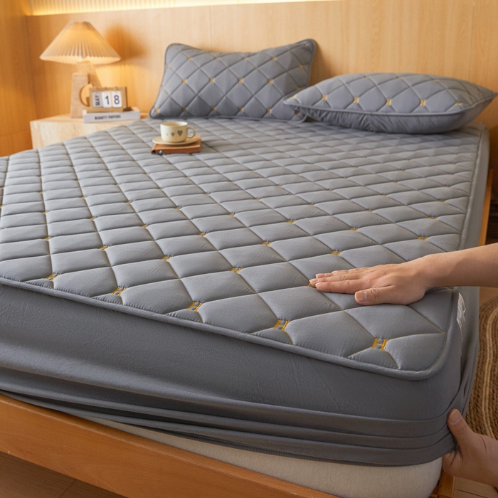 91家纺网 家纺一手货源 找家纺 芬晴家纺 2025新款A类母婴全棉H水洗棉床笠 H-岩灰