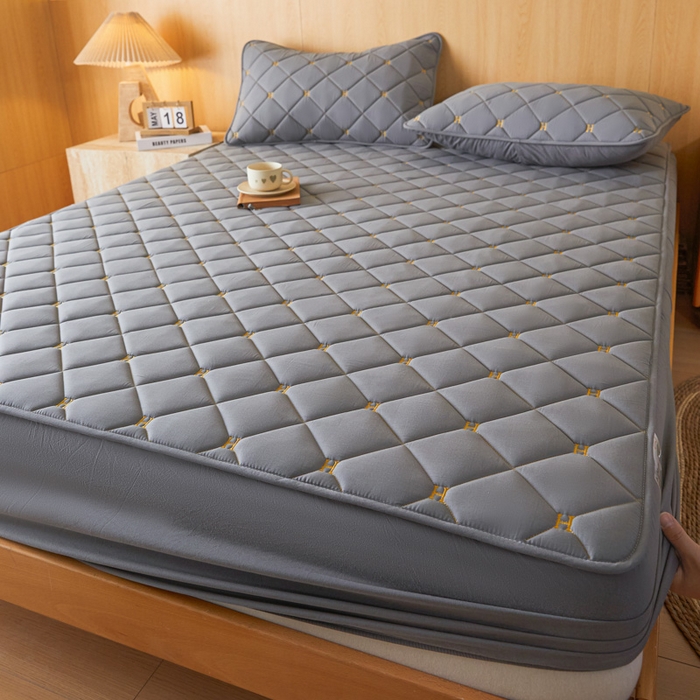 91家纺网 家纺一手货源 找家纺 芬晴家纺 2025新款A类母婴全棉H水洗棉床笠 H-岩灰