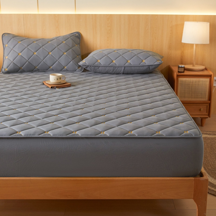 91家纺网 家纺一手货源 找家纺 芬晴家纺 2025新款A类母婴全棉H水洗棉床笠 H-岩灰