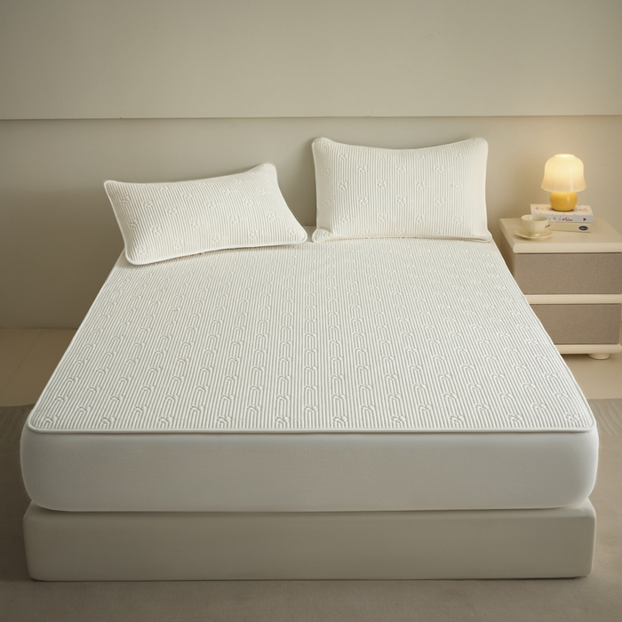 91家纺网 家纺一手货源 找家纺 （总）芬晴家纺 2025新款A类全棉夹棉水洗棉大豆床笠-花梦