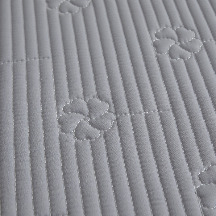 91家纺网 家纺一手货源 找家纺 芬晴家纺 2025新款A类全棉夹棉水洗棉大豆床笠-花梦 花梦-浅灰