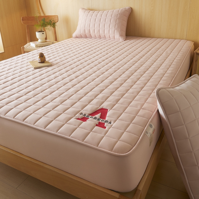 91家纺网 家纺一手货源 找家纺 芬晴家纺 2025新款A类母婴级防水床笠 A-豆沙粉