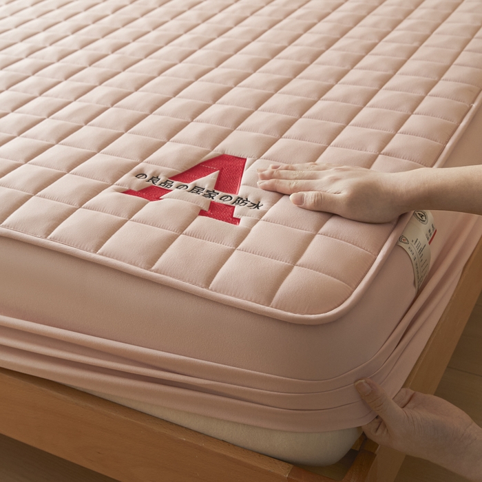 91家纺网 家纺一手货源 找家纺 芬晴家纺 2025新款A类母婴级防水床笠 A-豆沙粉