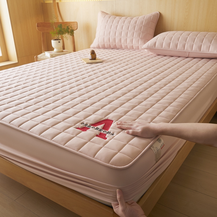 91家纺网 家纺一手货源 找家纺 芬晴家纺 2025新款A类母婴级防水床笠 A-豆沙粉