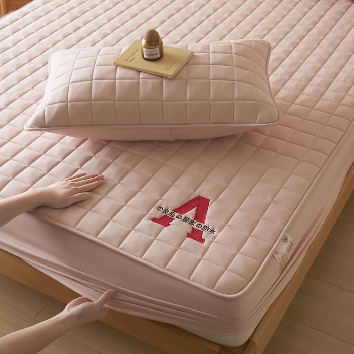 91家纺网 家纺一手货源 找家纺 芬晴家纺 2025新款A类母婴级防水床笠 A-豆沙粉