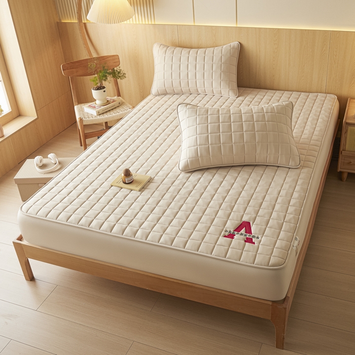 91家纺网 家纺一手货源 找家纺 芬晴家纺 2025新款A类母婴级防水床笠 A-卡其