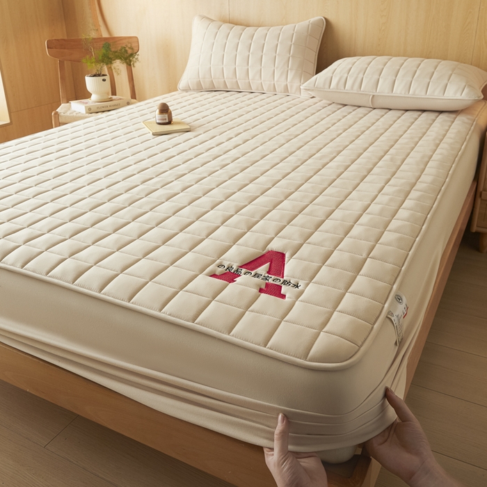 91家纺网 家纺一手货源 找家纺 芬晴家纺 2025新款A类母婴级防水床笠 A-卡其