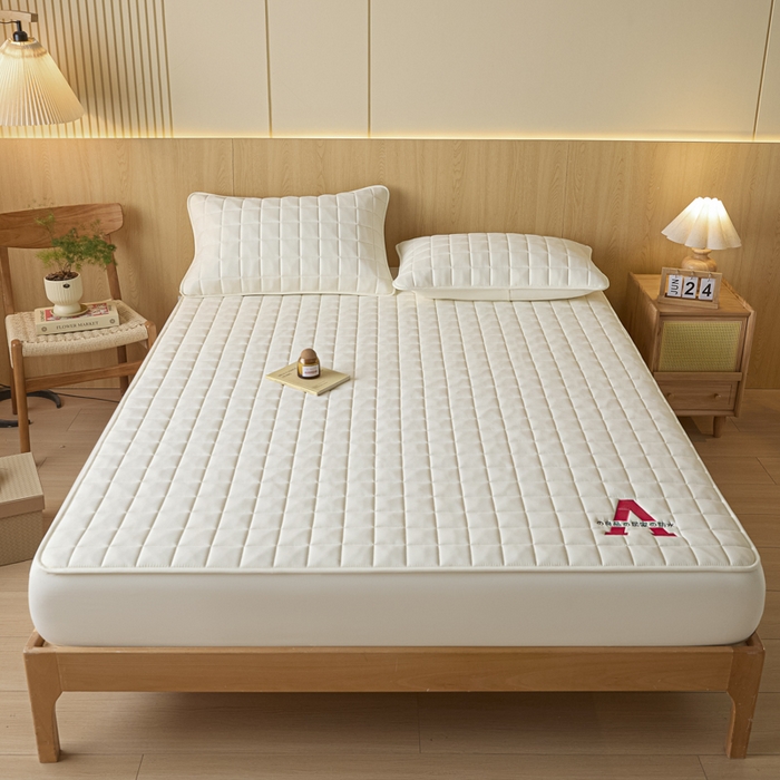 91家纺网 家纺一手货源 找家纺 芬晴家纺 2025新款A类母婴级防水床笠 A-米白