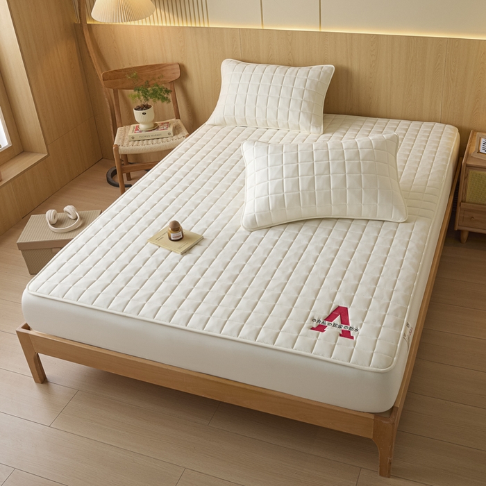 91家纺网 家纺一手货源 找家纺 芬晴家纺 2025新款A类母婴级防水床笠 A-米白