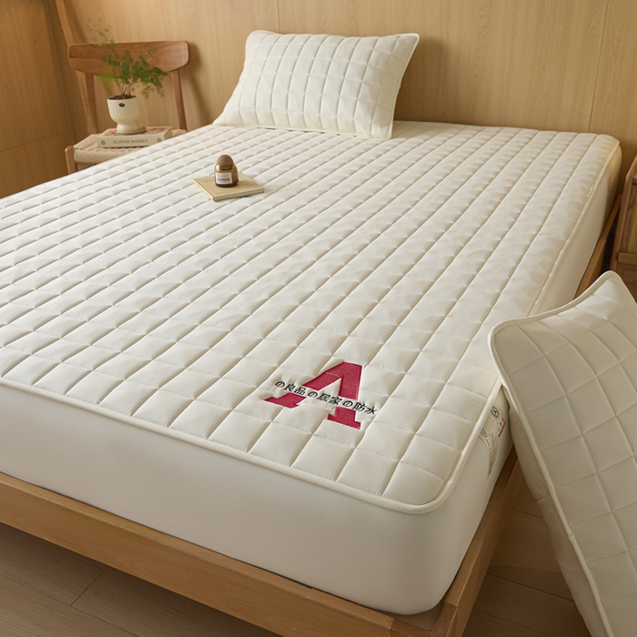 91家纺网 家纺一手货源 找家纺 芬晴家纺 2025新款A类母婴级防水床笠 A-米白