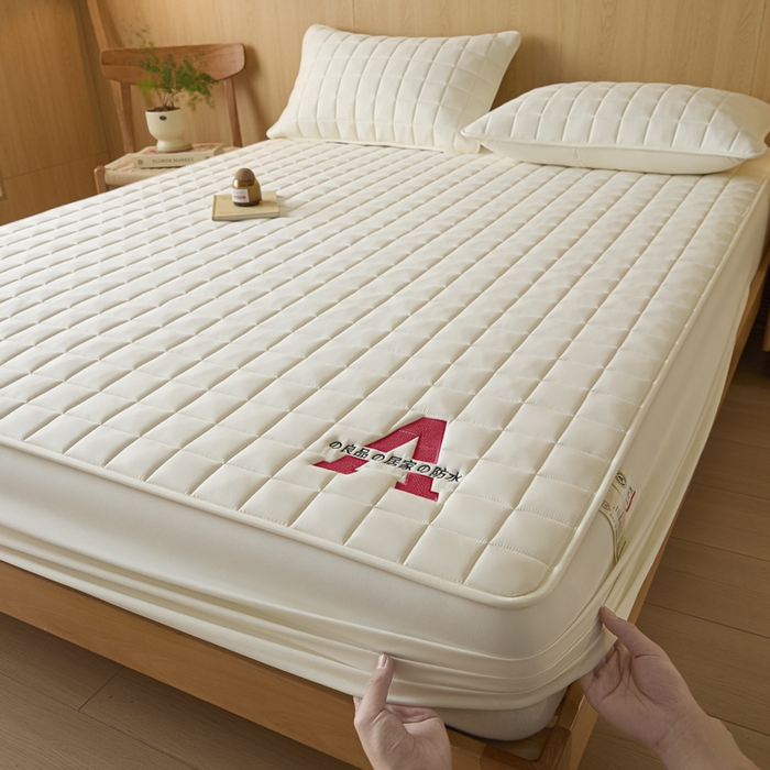 91家纺网 家纺一手货源 找家纺 芬晴家纺 2025新款A类母婴级防水床笠 A-米白