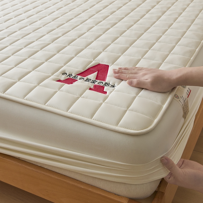 91家纺网 家纺一手货源 找家纺 芬晴家纺 2025新款A类母婴级防水床笠 A-米白