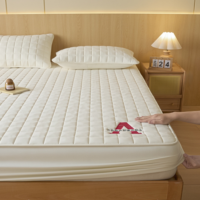 91家纺网 家纺一手货源 找家纺 芬晴家纺 2025新款A类母婴级防水床笠 A-米白