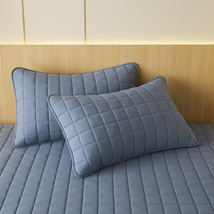 91家纺网 家纺一手货源 找家纺 芬晴家纺 2025新款A类母婴级防水床笠 A-雾蓝