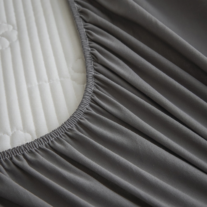 91家纺网 家纺一手货源 找家纺 芬晴家纺 2025新款A类全棉夹棉水洗棉大豆床笠-花梦 花梦-岩灰