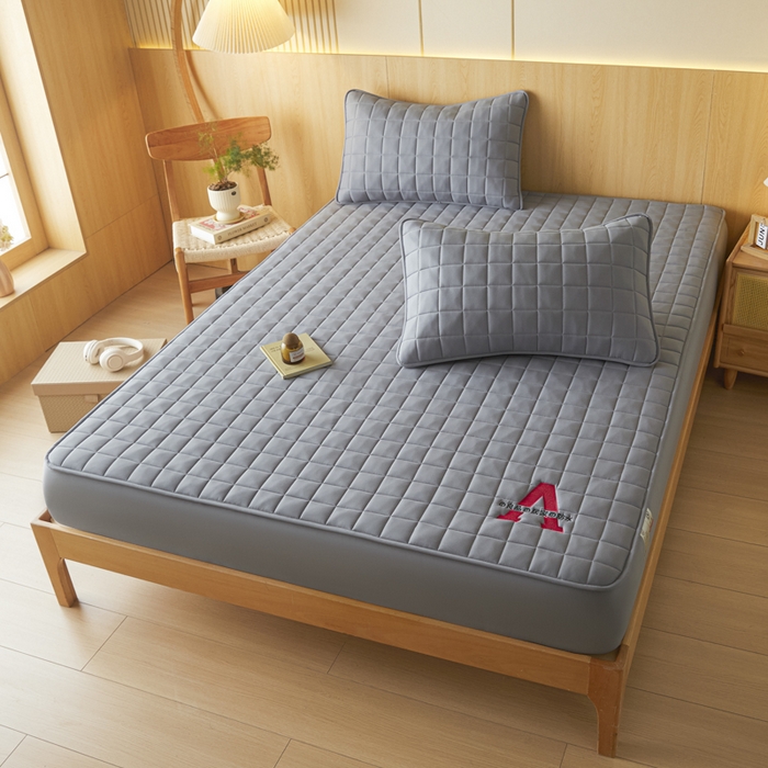 91家纺网 家纺一手货源 找家纺 芬晴家纺 2025新款A类母婴级防水床笠 A-星灰