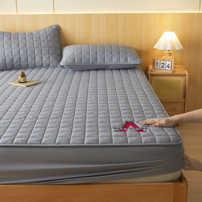 91家纺网 家纺一手货源 找家纺 芬晴家纺 2025新款A类母婴级防水床笠 A-星灰