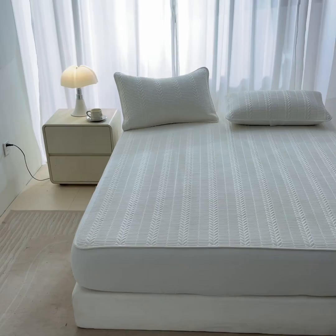 91家纺网 家纺一手货源 找家纺 （总）芬晴家纺 2025新款全棉水洗棉大豆床笠-芳华