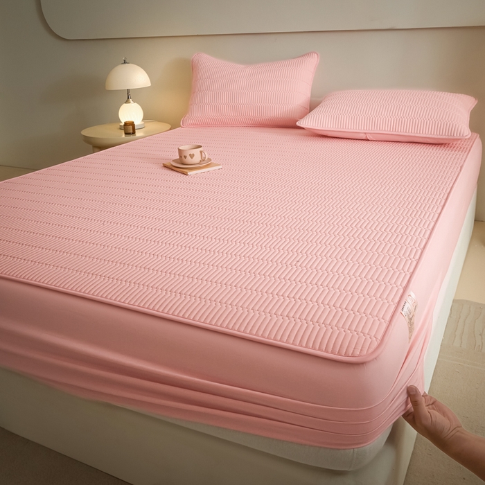 91家纺网 家纺一手货源 找家纺 （总）芬晴家纺 2025新款A类全棉水洗棉夹棉床笠-甜心