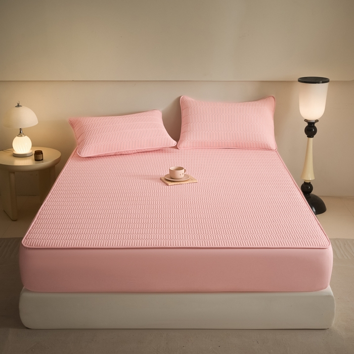 91家纺网 家纺一手货源 找家纺 （总）芬晴家纺 2025新款A类全棉水洗棉夹棉床笠-甜心