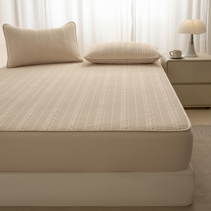 91家纺网 家纺一手货源 找家纺 （总）芬晴家纺 2025新款全棉水洗棉大豆床笠-芳华