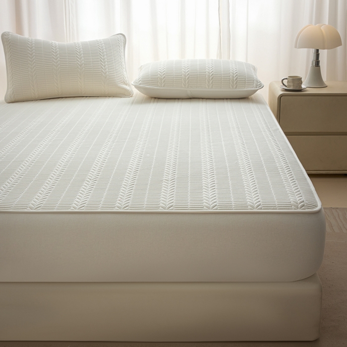 芬晴家纺 2025新款全棉水洗棉大豆床笠-芳华 芳华-白