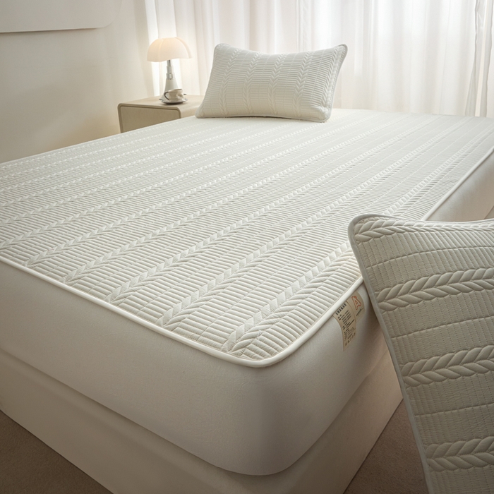 91家纺网 家纺一手货源 找家纺 芬晴家纺 2025新款全棉水洗棉大豆床笠-芳华 芳华-白