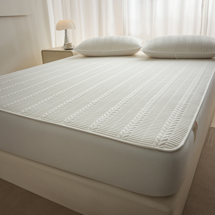 91家纺网 家纺一手货源 找家纺 芬晴家纺 2025新款全棉水洗棉大豆床笠-芳华 芳华-白