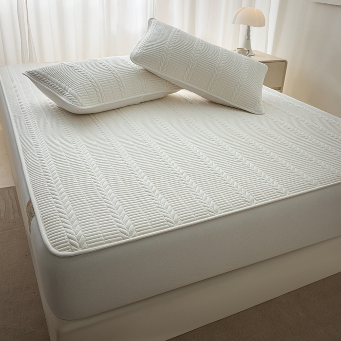 91家纺网 家纺一手货源 找家纺 芬晴家纺 2025新款全棉水洗棉大豆床笠-芳华 芳华-白