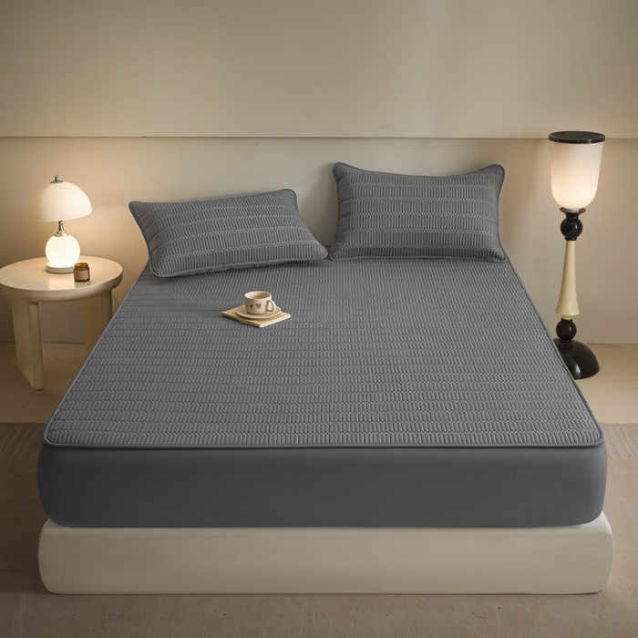 91家纺网 家纺一手货源 找家纺 （总）芬晴家纺 2025新款A类全棉水洗棉夹棉床笠-甜心