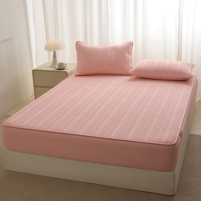 91家纺网 家纺一手货源 找家纺 芬晴家纺 2025新款全棉水洗棉大豆床笠-芳华 芳华-嫩粉