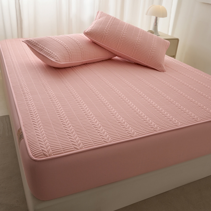 91家纺网 家纺一手货源 找家纺 芬晴家纺 2025新款全棉水洗棉大豆床笠-芳华 芳华-嫩粉