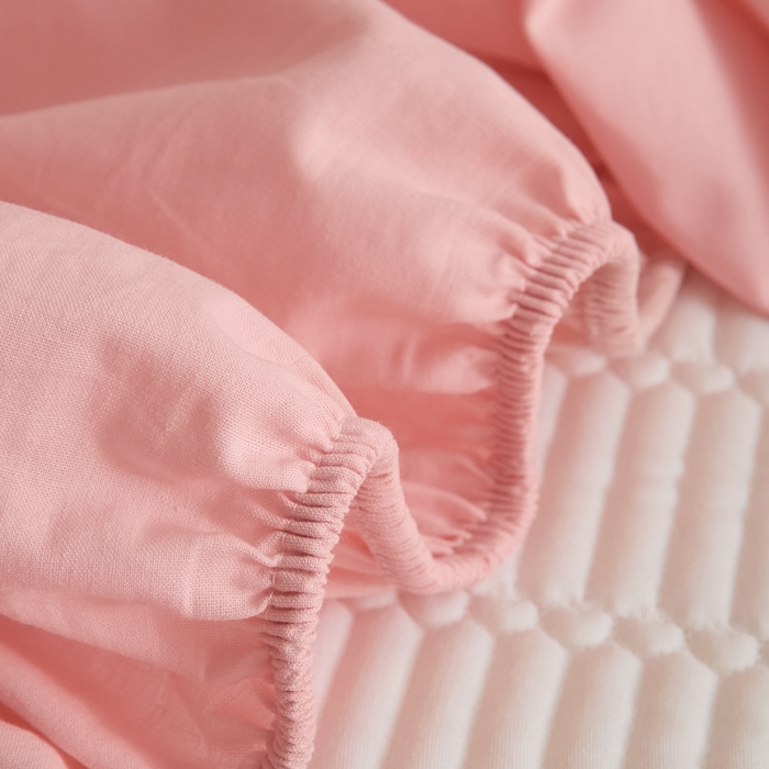 91家纺网 家纺一手货源 找家纺 芬晴家纺 2025新款A类全棉水洗棉夹棉床笠-甜心 甜心-嫩粉