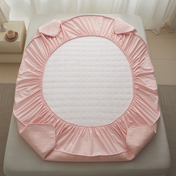 91家纺网 家纺一手货源 找家纺 芬晴家纺 2025新款A类全棉夹棉大豆床笠-派对 派对-嫩粉