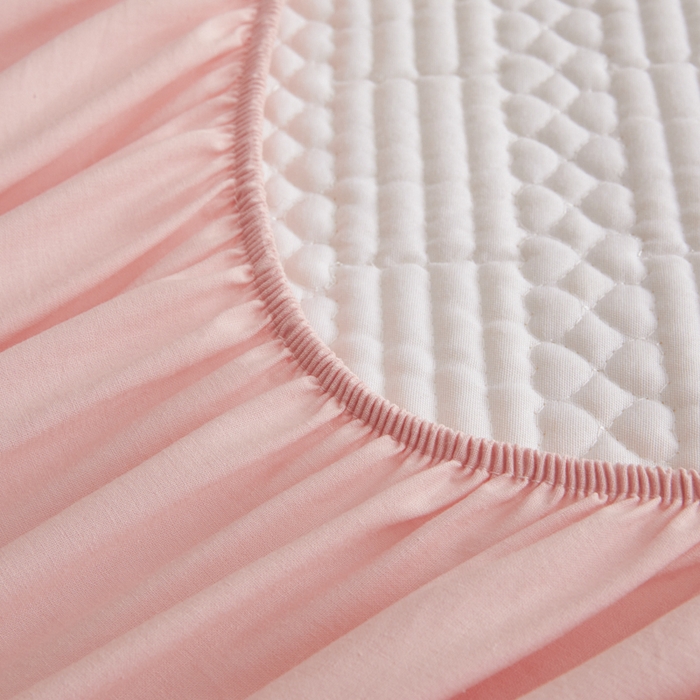 91家纺网 家纺一手货源 找家纺 芬晴家纺 2025新款A类全棉夹棉大豆床笠-派对 派对-嫩粉